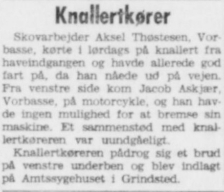 Aksel Thøstesen kørt ned på knallert - Vestjysk Aktuelt, 03.02.1964